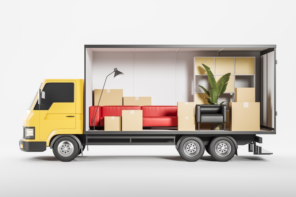 Truck with a house furniture.