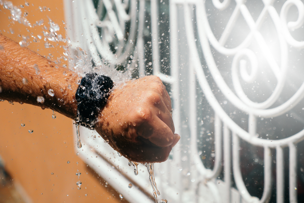 Water sprayed in smartwatch.