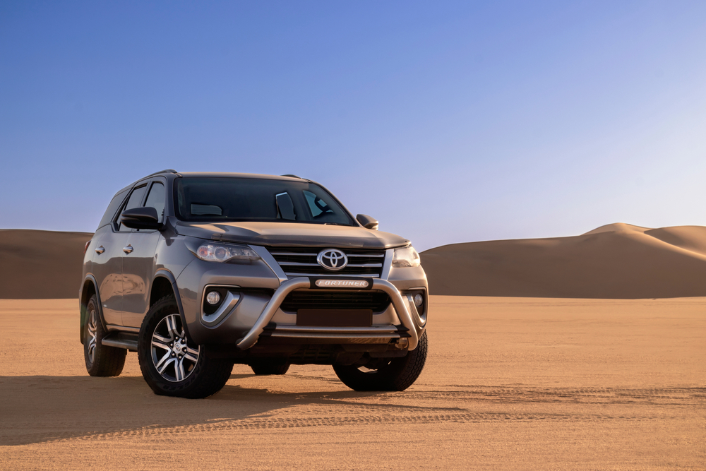 Toyota Fortuner car in the desert.