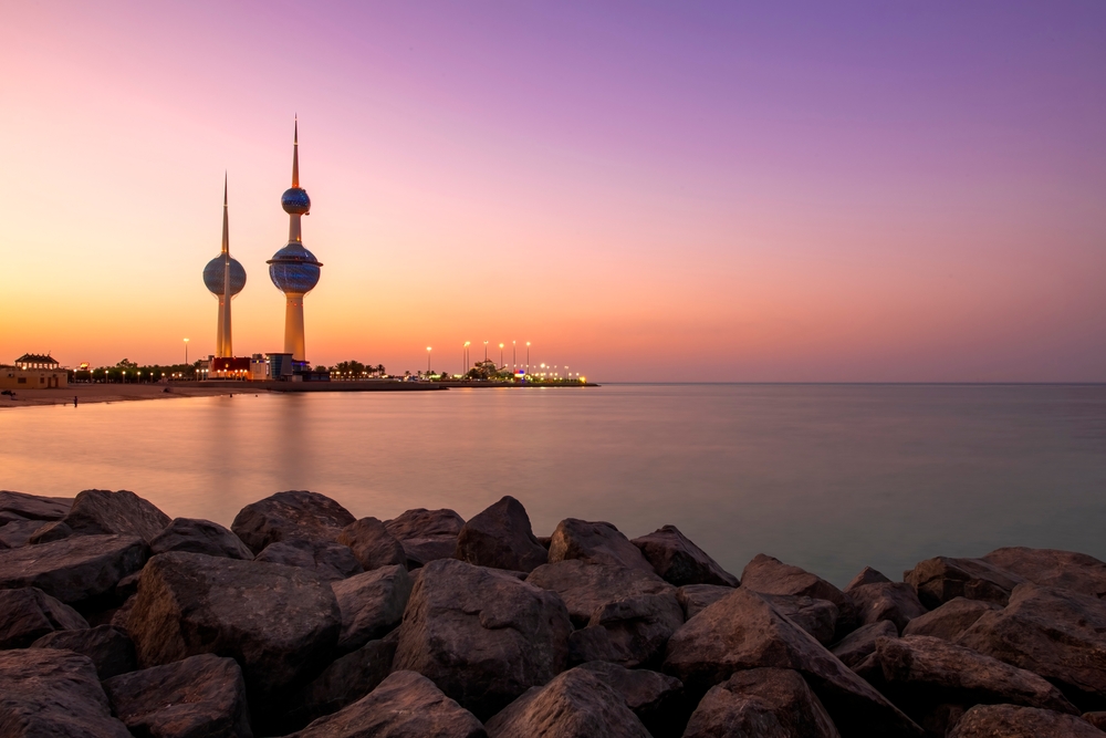 Kuwait towers on the sunset.