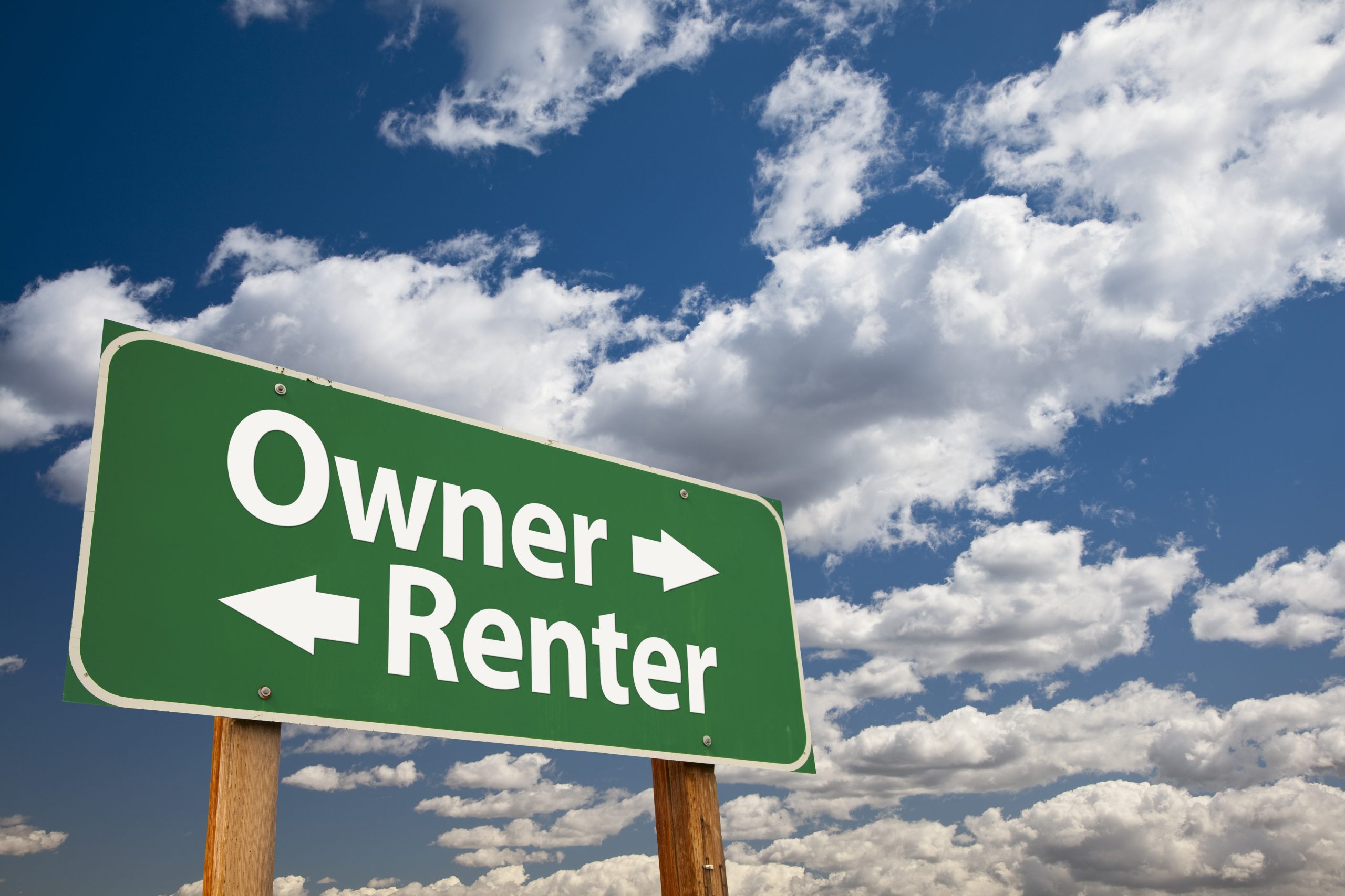 Owner and Renter on direction sign.