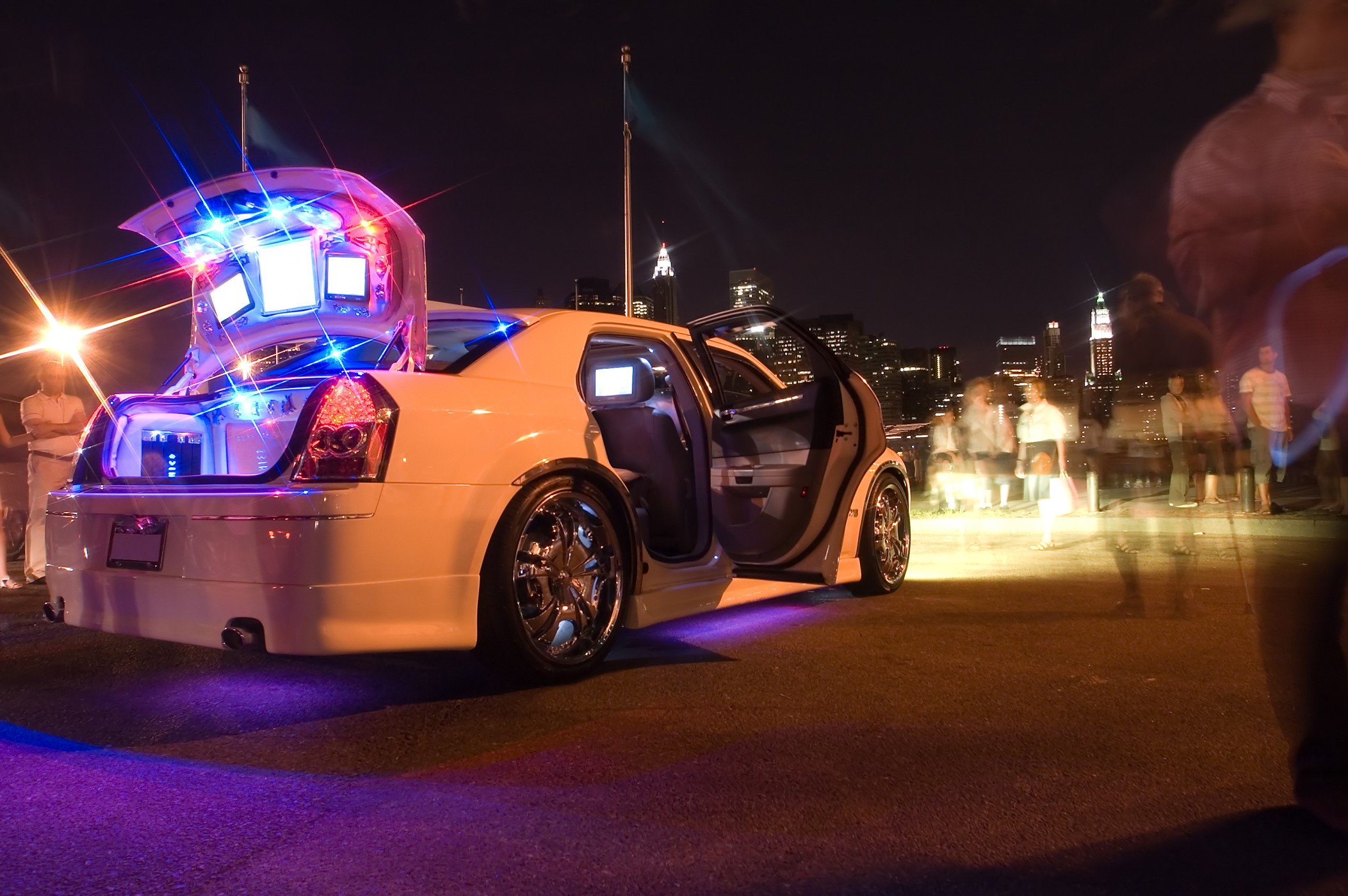 a car modified with lights.