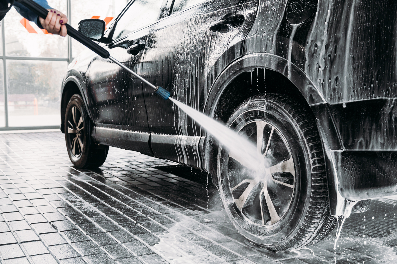 Car washing with water